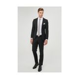 ALTINYILDIZ CLASSICS Erkek Siyah Ekstra Slim Fit Dar Kesim Kırlangıç Yaka Yünlü Su ve Leke Tutmayan Nano Takım Elbise - 46 - 6 Drop