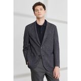 ALTINYILDIZ CLASSICS Erkek Siyah-gri Comfort Fit Rahat Kesim Mono Yaka Magic Blazer Ceket - 50 / 4 - Siyah - Gri