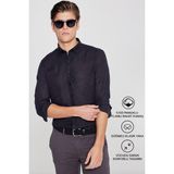 Altınyıldız Classics Erkek Siyah Kolay Ütülenebilen %100 Pamuk Nefes Alabilen Terletmez Slim Fit Gömlek