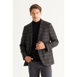 ALTINYILDIZ CLASSICS Erkek Siyah-lacivert Comfort Fit Rahat Kesim Mono Yaka Desenli Blazer Ceket - Siyah - Lacivert - 58 / 4