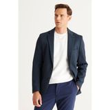 ALTINYILDIZ CLASSICS Erkek Siyah-lacivert Slim Fit Dar Kesim Mono Yaka Diagonal Desenli Blazer Ceket - 46 - Siyah - Lacivert