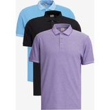Altınyıldız Classics Erkek Siyah-mavi-mor Beyaz 3'lü Çekmeyen Pamuklu Slim Fit Kıvrılmaz Polo Yaka Basic Tişört - Siyah - Mavi - Mor