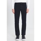 Altınyıldız Classics Erkek Siyah Pamuklu Slim Fit Dar Kesim 5 Cepli Armürlü Esnek Casual Pantolon - 46