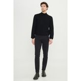 Altınyıldız Classics Erkek Siyah Pamuklu Slim Fit Dar Kesim 5 Cepli Armürlü Esnek Casual Pantolon - 52