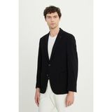 Altınyıldız Classics Erkek Siyah Pamuklu Slim Fit Dar Kesim Armürlü Esnek Torba Cepli Blazer Ceket - 48-6N