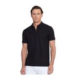 ALTINYILDIZ CLASSICS Erkek Siyah Pamuklu Slim Fit Dar Kesim Fermuarlı Yaka Jakarlı Esnek Tişört
