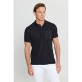 ALTINYILDIZ CLASSICS Erkek Siyah Pamuklu Slim Fit Dar Kesim Polo Yaka Esnek Tişört