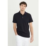 ALTINYILDIZ CLASSICS Erkek Siyah Pamuklu Slim Fit Dar Kesim Polo Yaka Jakarlı Esnek Tişört