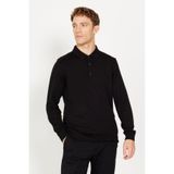 ALTINYILDIZ CLASSICS Erkek Siyah Pamuklu Standart Fit Normal Kesim Polo Yaka Triko Kazak