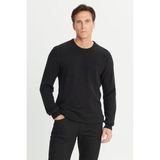 Altınyıldız Classics Erkek Siyah Pamuklu Standart Fit Normal Kesim Selanik Örgü Bisiklet Yaka Triko Kazak - 2XL