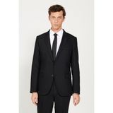 ALTINYILDIZ CLASSICS Erkek Siyah Regular Fit Geniş Kesim Mono Yaka Armürlü Takım Elbise - 6 Drop - 60