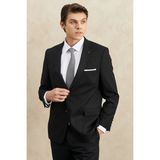 ALTINYILDIZ CLASSICS Erkek Siyah Regular Fit Rahat Kesim Mono Yaka Armürlü Takım Elbise - 54 - 4 Drop