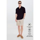 Altınyıldız Classics Erkek Siyah-Siyah Pamuklu Comfort Fit Rahat Kesim Hawai Yaka Armürlü Örme Gömlek - 2XL