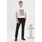 Altınyıldız Classics Erkek Siyah Slim Fit Dar Kesim Beli Bağlamalı Yan Cep Gofre Desenli Pantolon - 52