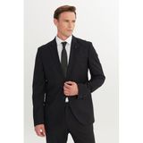ALTINYILDIZ CLASSICS Erkek Siyah Slim Fit Dar Kesim Mono Yaka Armürlü Esnek Takım Elbise