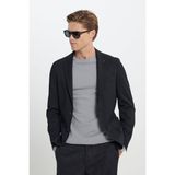 Altınyıldız Classics Erkek Siyah Slim Fit Dar Kesim Mono Yaka Beli Bağlamalı Diagonal Desenli Torba Cepli Takım Elbise - 6 Drop - 56