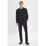ALTINYILDIZ CLASSICS-Erkek Siyah Slim Fit Dar Kesim Mono Yaka Gofre Desenli Takım Elbise