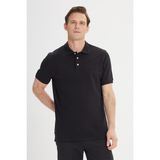 ALTINYILDIZ CLASSICS Erkek Siyah Slim Fit Dar Kesim Polo Yaka%100 Pamuk Kısa Kollu Tişört