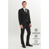 Altınyıldız Classics Erkek Siyah Slim Fit Dar Kesim Yelekli Takım Elbise Kırlangıç Yaka Kapak Cepli - 6 Drop - 46