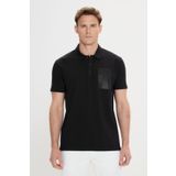 ALTINYILDIZ CLASSICS Erkek Siyah Slim Fit Dar Kesim%100 Pamuk Baskılı Polo Yaka Tişört