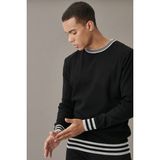 Altınyıldız Classics Erkek Siyah Standart Fit Bisiklet Yaka Pirinç Örgü Desenli Triko Kazak - XL