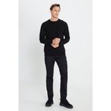 ALTINYILDIZ CLASSICS Erkek Siyah Standart Fit Normal Kesim Bisiklet Yaka Jakarlı Triko Kazak - XL