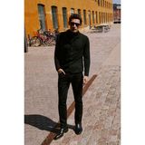 Altınyıldız Classics Erkek Siyah Standart Fit Normal Kesim Gömlek Yaka Triko Kazak - 2XL