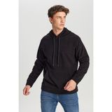 Altınyıldız Classics Erkek Siyah Sweatshirt Polar Standart Fit Normal Kesim Kapüşon Yaka
