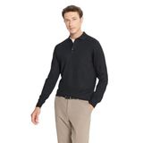 ALTINYILDIZ CLASSICS Erkek Siyah Yünlü Standart Fit Normal Kesim Polo Yaka Basic Triko Kazak