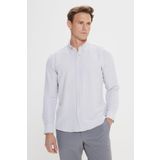 ALTINYILDIZ CLASSICS Erkek Taş Slim Fit Dar Kesim Düğmeli Yaka%100 Pamuk Gömlek, Taş, S