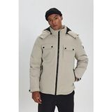 Altınyıldız Classics Erkek Taş Termometreli Standart Fit Normal Kesim Çıkma Kapüşonlu Yan Cepli Şişme Mont - Gri - 3XL