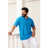 ALTINYILDIZ CLASSICS Erkek Turkuaz %100 Pamuk Kıvrılmaz Pike Polo Yaka Slim Fit Dar Kesim Tişört