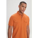 ALTINYILDIZ CLASSICS Erkek Turuncu %100 Pamuk Slim Fit Dar Kesim Polo Yaka Tişört