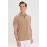 ALTINYILDIZ CLASSICS Erkek Vizon %100 Pamuk Kıvrılmaz Pike Polo Yaka Slim Fit Dar Kesim Tişört
