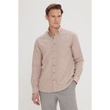 Altınyıldız Classics Erkek Vizon Düğmeli Yaka Tailored Slim Fit Oxford Gömlek - 2XL