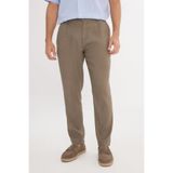 ALTINYILDIZ CLASSICS Erkek Vizon Keten Slim Fit Dar Kesim Beli Lastikli Yan Cepli Esnek Pantolon