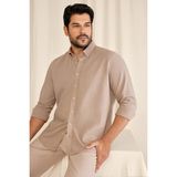 Altınyıldız Classics Erkek Vizon Kolay Ütülenebilen %100 Pamuk Nefes Alabilen Terletmez Slim Fit Gömlek