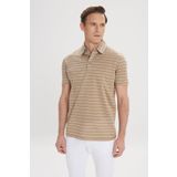 ALTINYILDIZ CLASSICS Erkek Vizon-Lacivert Regular Fit Rahat Kesim%100 Pamuk Çizgili Polo Yaka Tişört, Vizon-Lacivert, XL