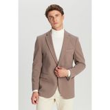 Altınyıldız Classics Erkek Vizon Pamuklu Slim Fit Dar Kesim Mono Yaka Kapak Cepli Esnek Blazer Ceket - 58-6N