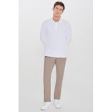 ALTINYILDIZ CLASSICS Erkek Vizon Slim Fit Dar Kesim Beli Bağlamalı Yan Cepli Pantolon