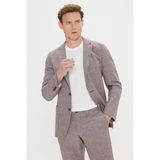 Altınyıldız Classics Erkek Vizon Slim Fit Mono Yaka Beli Bağlamalı Desenli Takım Elbise - 6 Drop - 54