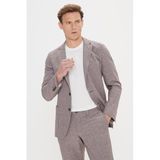 ALTINYILDIZ CLASSICS Erkek Vizon Slim Fit Mono Yaka Beli Bağlamalı Desenli Takım Elbise
