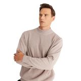 ALTINYILDIZ CLASSICS-Erkek Vizon Standart Fit Normal Kesim Yarım Balıkçı Yaka Pamuklu Triko Kazak