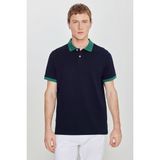 Altınyıldız Classics Erkek Yeşil-Lacivert %100 Pamuk Slim Fit Dar Kesim Polo Yaka Tişört - Yeşil - Lacivert