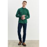 ALTINYILDIZ CLASSICS Erkek Yeşil-lacivert Slim Fit Dar Kesim Düğmeli Yaka Pötikareli Flanel Oduncu Gömlek - Yeşil - Lacivert