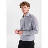 Altınyıldız Classics Gri Erkek Italyan Tailored Fit Çizgili Gömlek ACE201262091 - Siyah - Beyaz