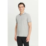 Altınyıldız Classics Jakarlı Gri Erkek Polo T-Shirt ACE091252126_GRI