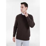Altınyıldız Classics Kahverengi Erkek Bisiklet Yaka Jakarlı Kazak ACE045271187 - M