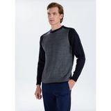 Altınyıldız Classics Lacivert Erkek Bisiklet Yaka Jakarlı Kazak ACE045271186 - Lacivert - Gri - XL