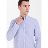 Altınyıldız Classics Mavi Erkek Düğmeli Tailored Fit Çizgili Gömlek ACE201262278 - Beyaz - Lacivert